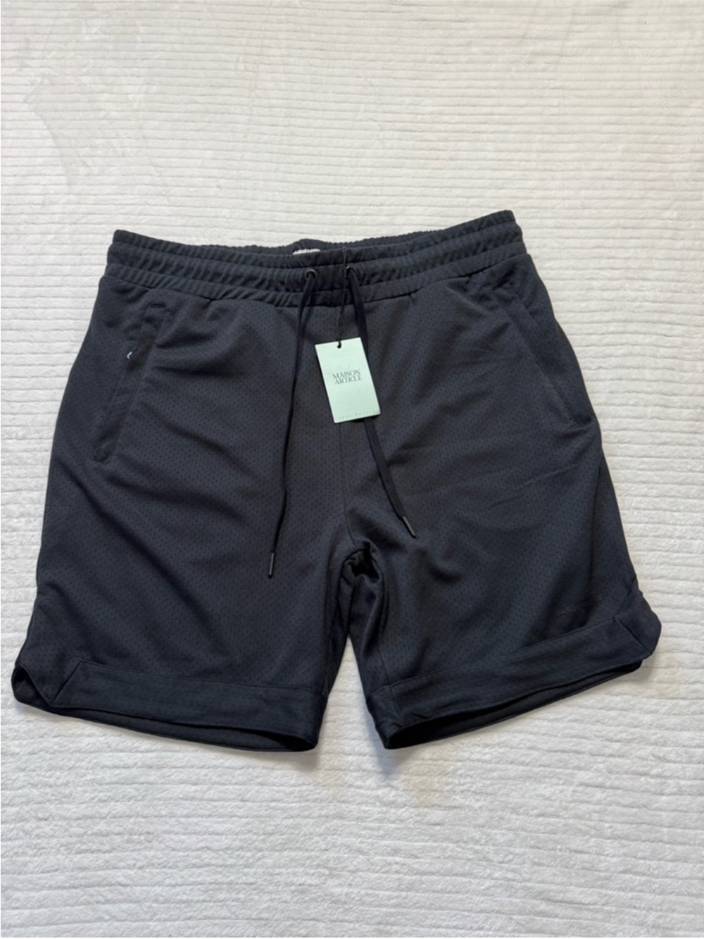 Men's Black Maison Article Athletic Performance Shorts with Drawcord